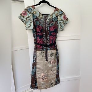 Anthropologie dress by Byron Lars 6 petite with belted waist.